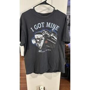 Vintage Harley-Davidson Black Graphic T-Shirt with Motorcycle Print